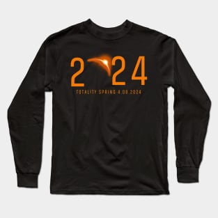 America Totality 04.08.24 Total Solar Eclipse 2024, Hiding Moon, April 8th 2024 Long Sleeve T-Shirt
